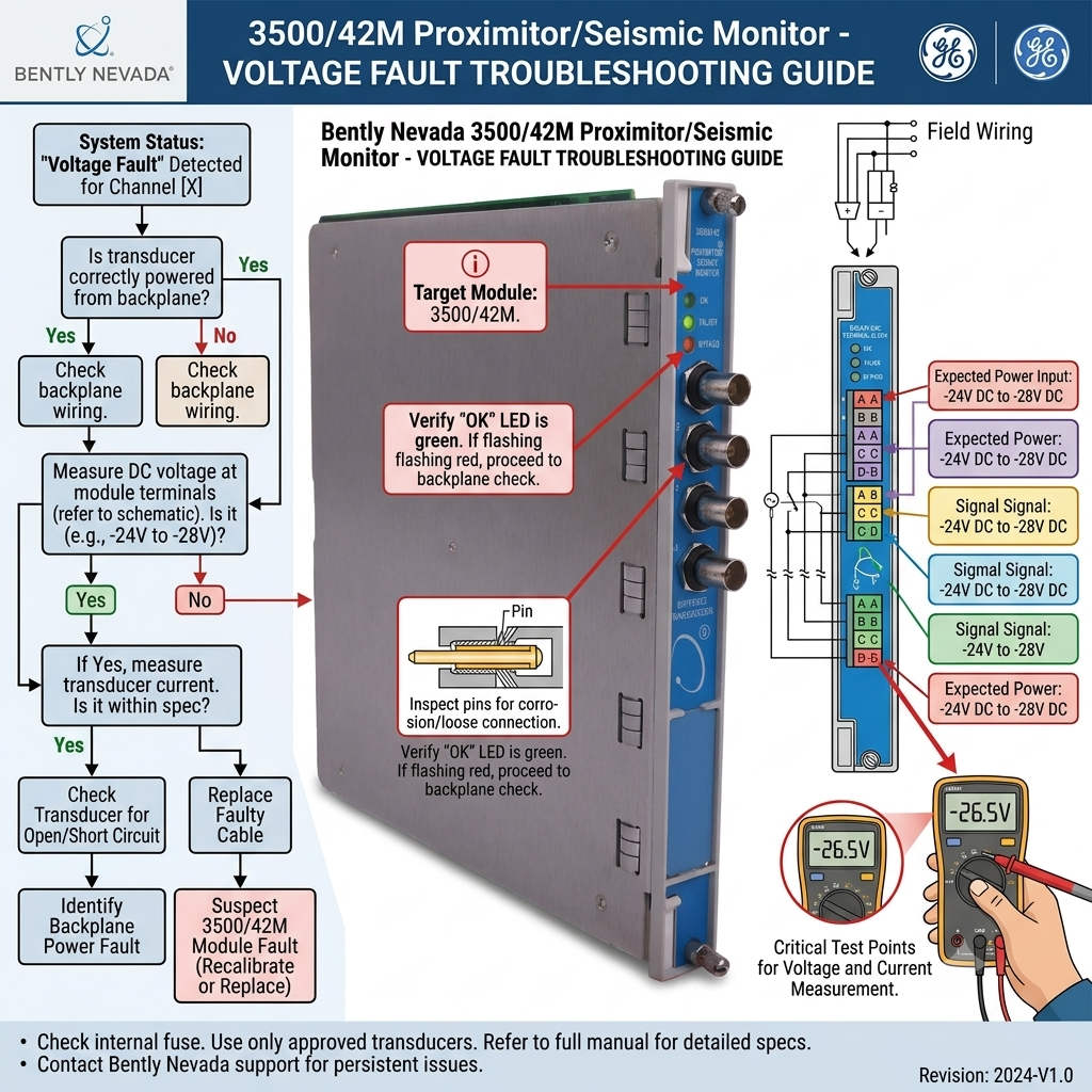 Bently Nevada 3500-42M Voltage Fault Troubleshooting Guide