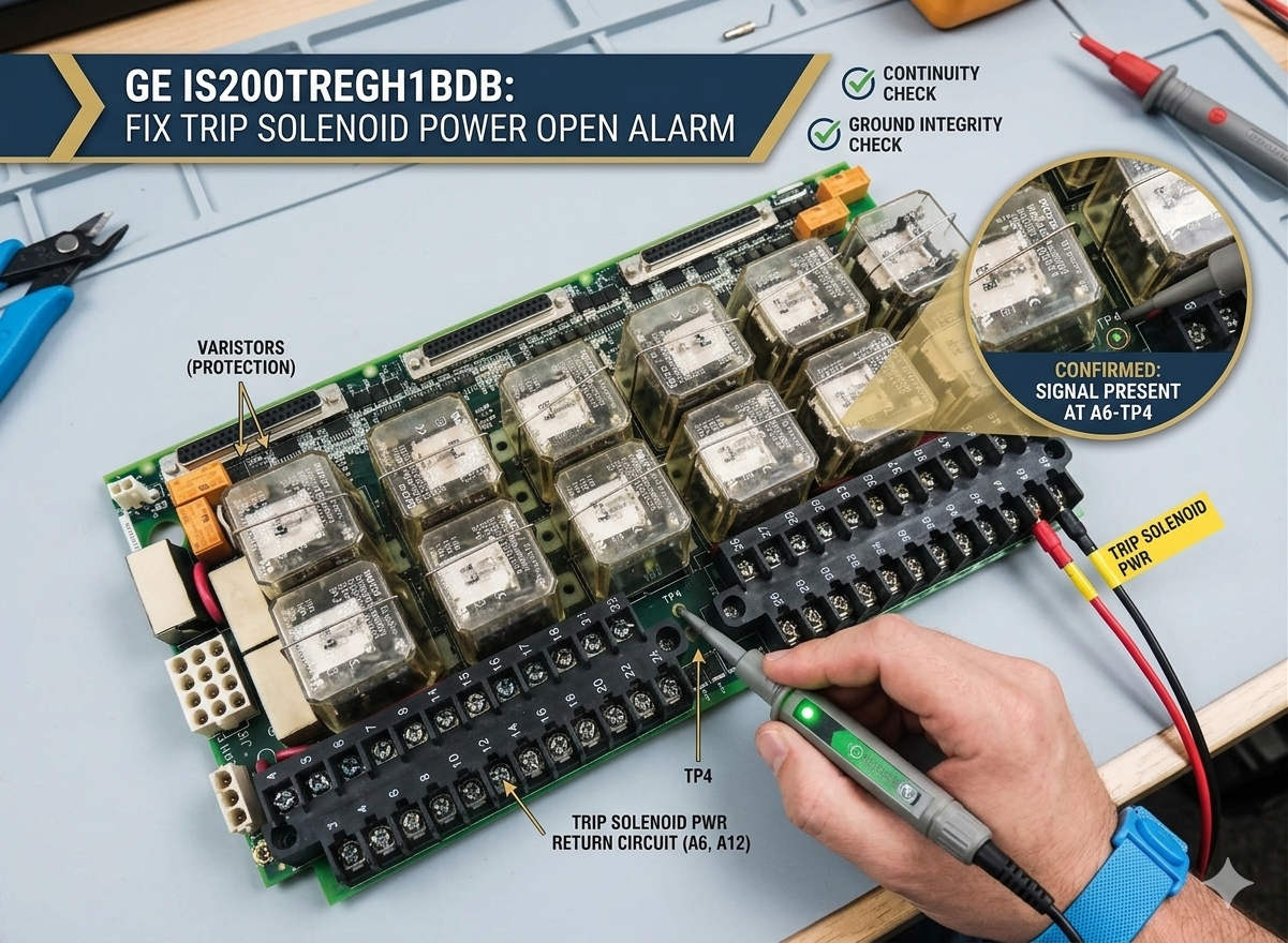Fix Trip Solenoid Power Open Alarm on GE IS200TREGH1BDB