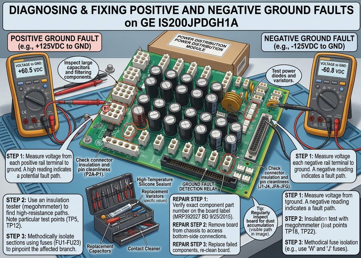 Fixing Positive and Negative Ground Faults on GE IS200JPDGH1A