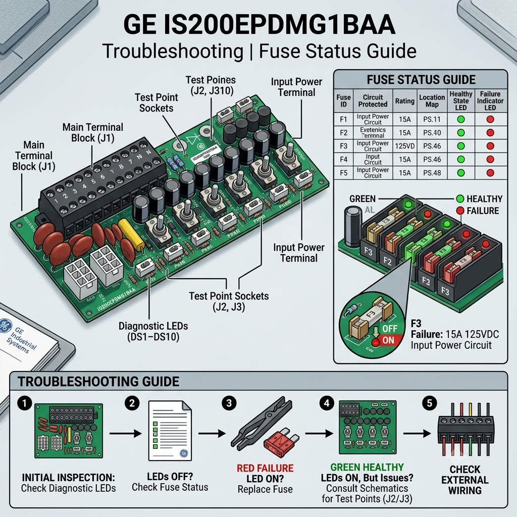 GE IS200EPDMG1BAA Troubleshooting Fuse Status Guide