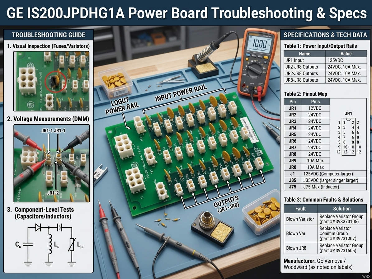 GE IS200JPDHG1A Power Board Troubleshooting Specs