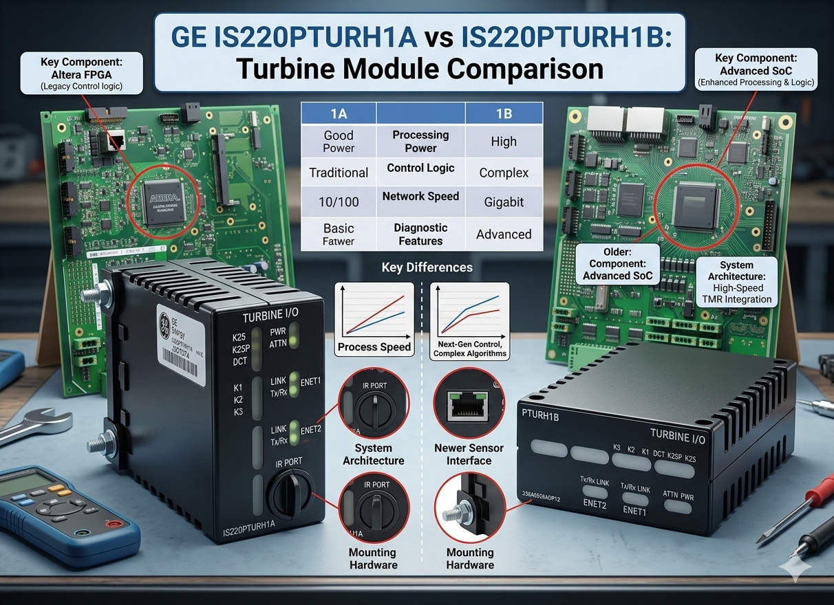 GE IS220PTURH1A vs IS220PTURH1B: Turbine Module Comparison