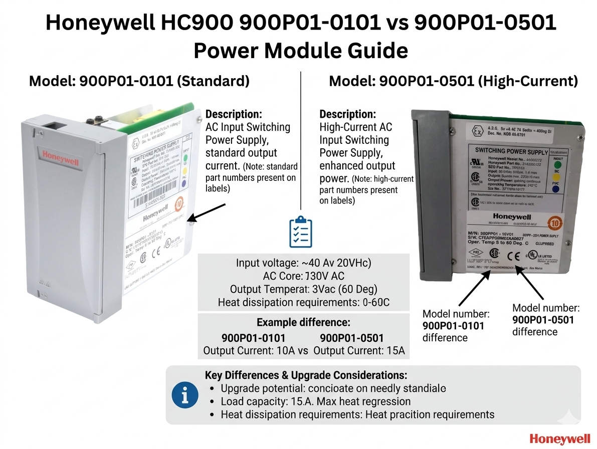 Honeywell HC900 900P01-0101 vs 900P01-0501 Power Module Guide