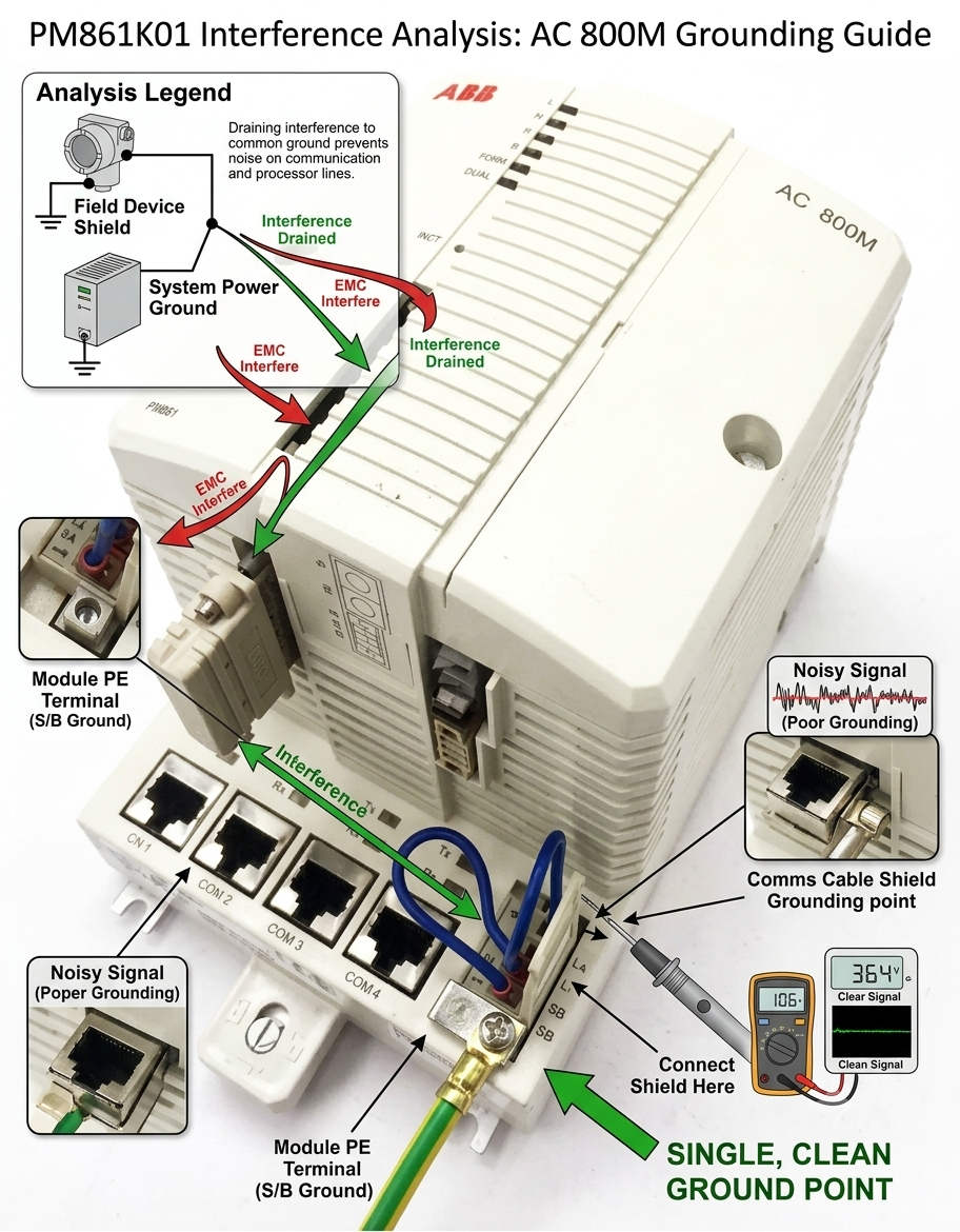 PM861K01 Interference Analysis: AC 800M Grounding Guide