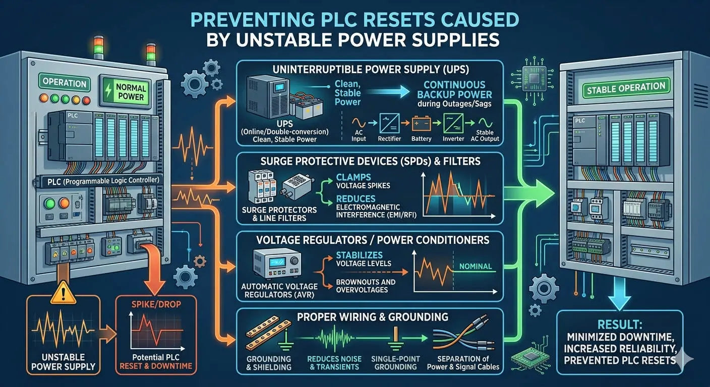 Preventing PLC Resets Caused by Unstable Power Supplies