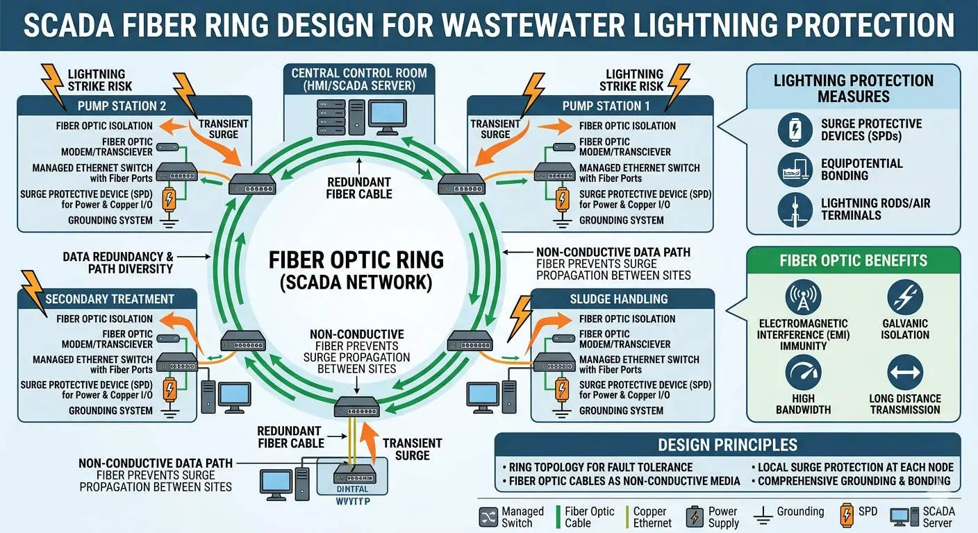 SCADA Fiber Ring Design for Wastewater Lightning Protection