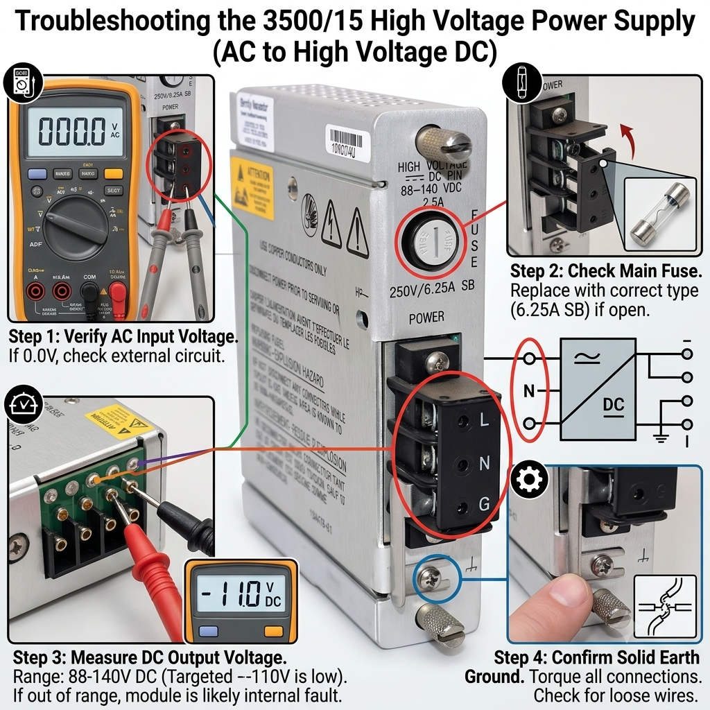 Troubleshooting the 3500-15 High Voltage AC Power Supply