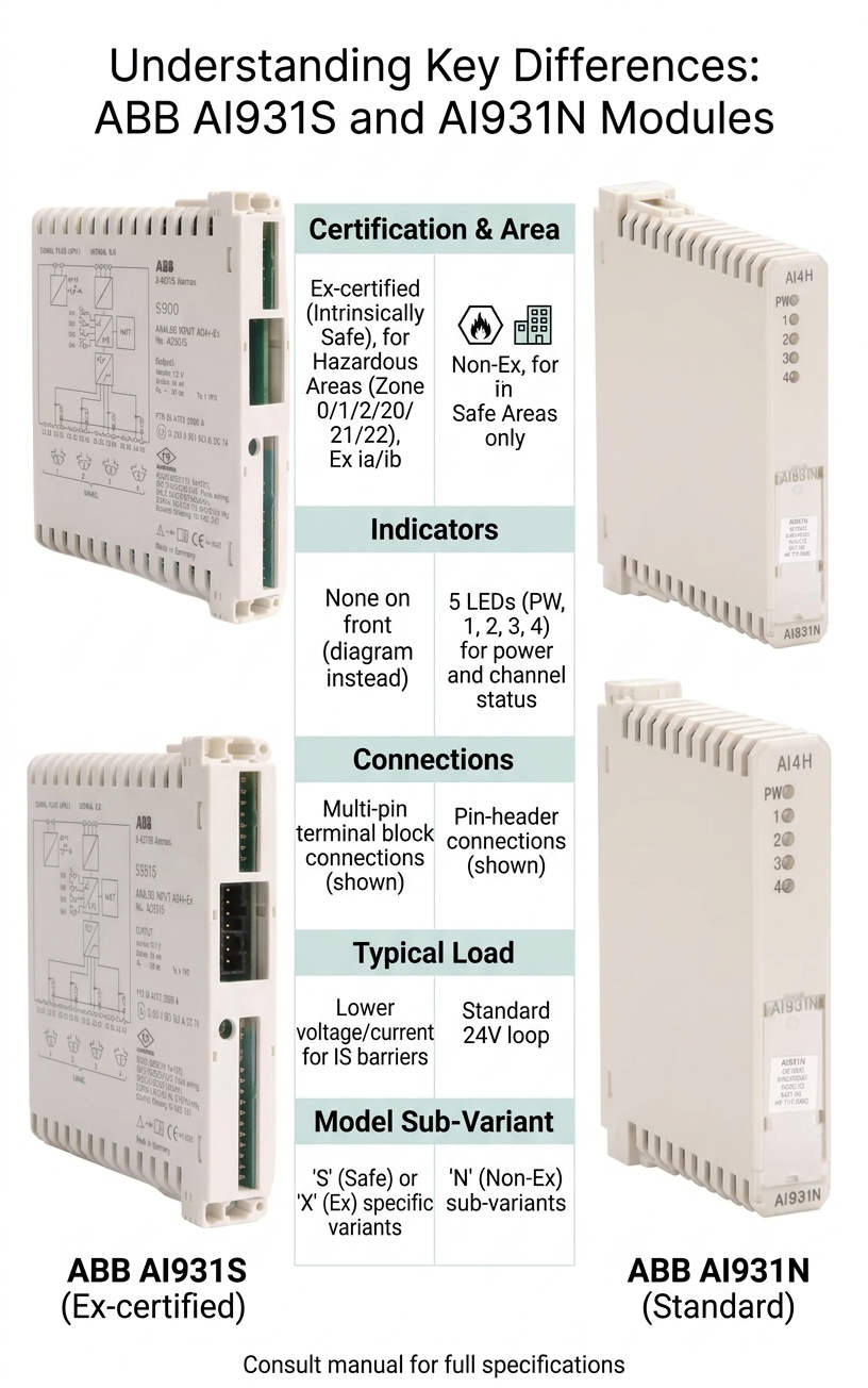 Understanding Differences Between ABB AI931S and AI931N Modules