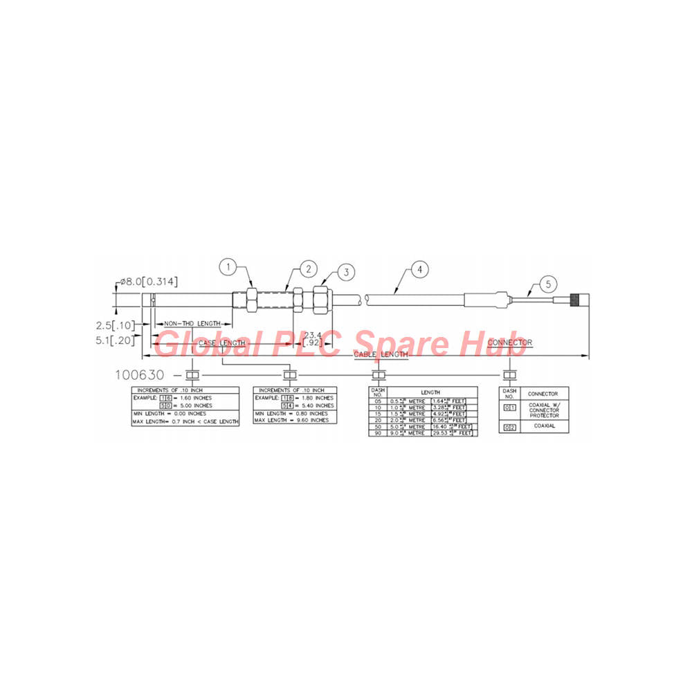 100630-08-15-05-01 Sensor sumergible Bently Nevada 3300 XL de 8 mm